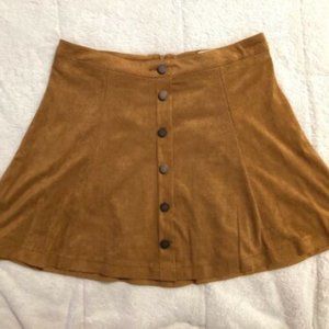 JOLT Women Brown/Tan Faux Suede Flowy Button Skirt - Size 7